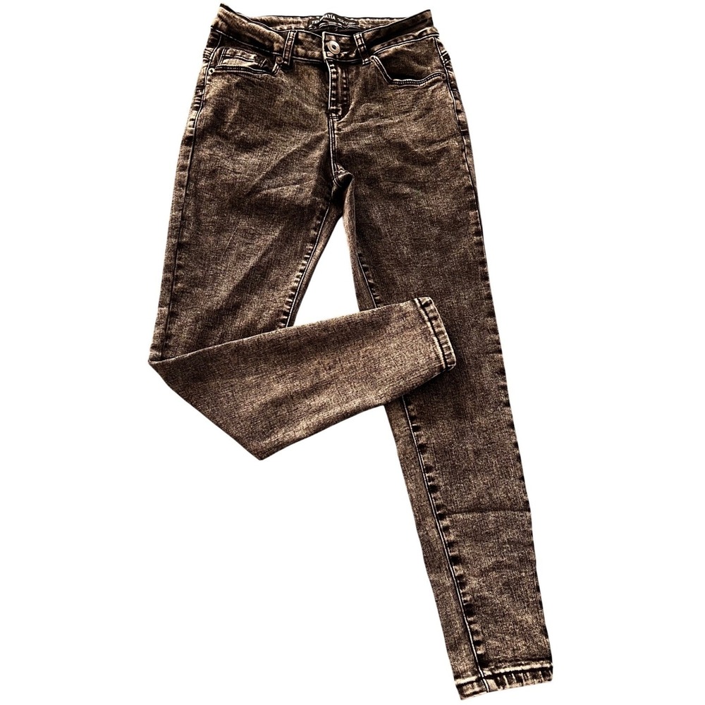 Telepatia Womens Skinny Jeans Acid Wash Grey High Rise Denim Size 5 27